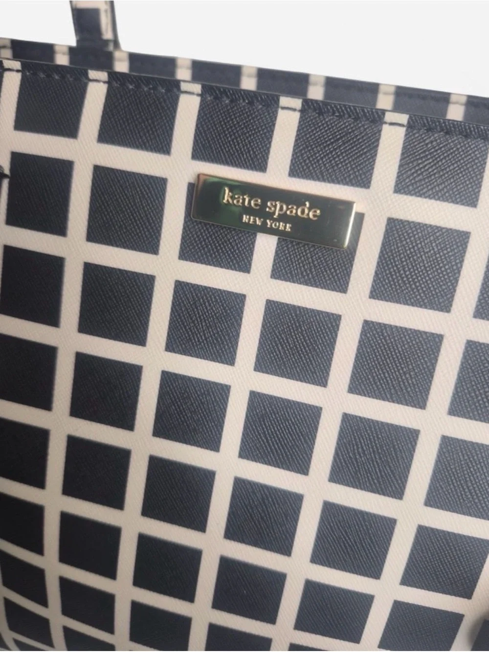 Kate Spade Black & White Checkered Tote with Matching Wallet
